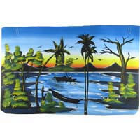 African Hut African Tribal Art On The River in Color (29" X 18") (CASE OF 1 x 50g)