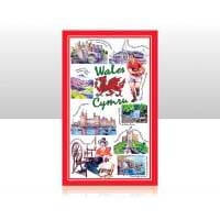 British Brands Tea Towel Red Iconic Wales 100% Cotton (CASE OF 6 x 70g)