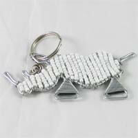 African Hut Beaded Keyring White Rhino (CASE OF 6 x 25g)