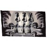 African Hut African Art Three Water Carriers in The Water in Black and White (18' X 30") (CASE OF 1 x 50g)