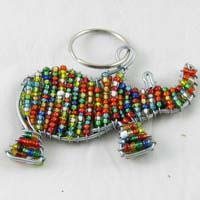 African Hut Beaded Keyring Rhino Multi-Coloured (CASE OF 6 x 28g)