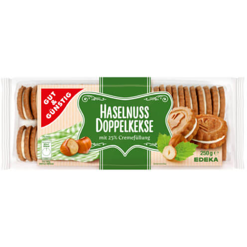 Gut and Gunstig Hazelnut Sandwich Biscuits (CASE OF 12 x 250g)