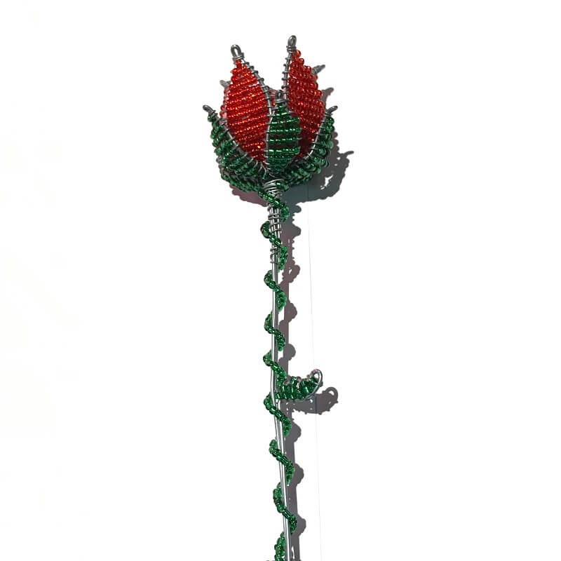 African Hut Rose Beaded Wirework (Item Contains A Single Rose) (CASE OF 5 x 70g)