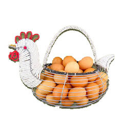 African Hut Chicken Egg Basket Beaded Wirework (CASE OF 2 x 500g)