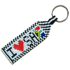 African Hut Beaded Keyring I Love South Africa (CASE OF 10 x 10g)