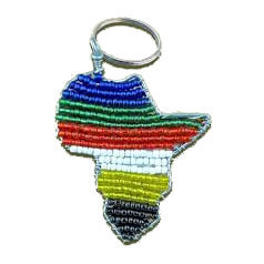 African Hut Beaded Keyring of The Map of Africa with The South African Flag (CASE OF 10 x 50g)