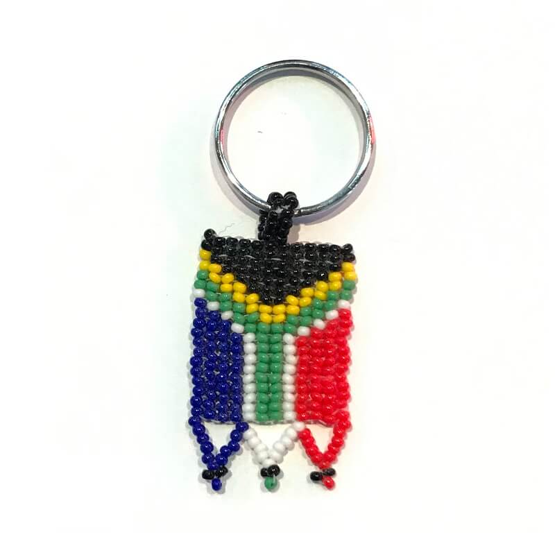 African Hut Beaded South African Flag Keyring (CASE OF 10 x 25g)