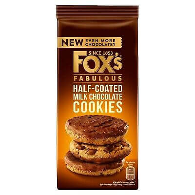 Foxs Fabulous Half Coated Milk Chocolate Cookies (CASE OF 8 x 175g)