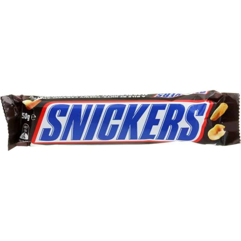 Mars Snickers Bar Milk Chocolate with Soft Nougat and Caramel Center with Fresh Roasted Peanuts (CASE OF 32 x 50g)