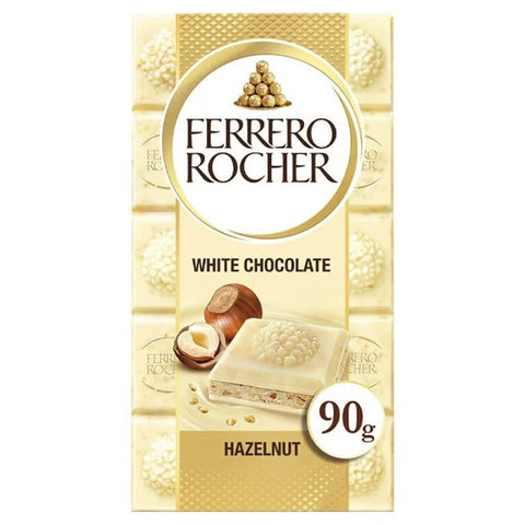 Ferrero Rocher White Chocolate with Hazelnut Filling Tablet (CASE OF 16 x 90g)