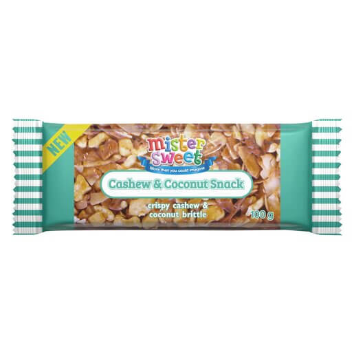 Mister Sweet Nut Snack Cashew and Coconut Brittle (CASE OF 24 x 50g)