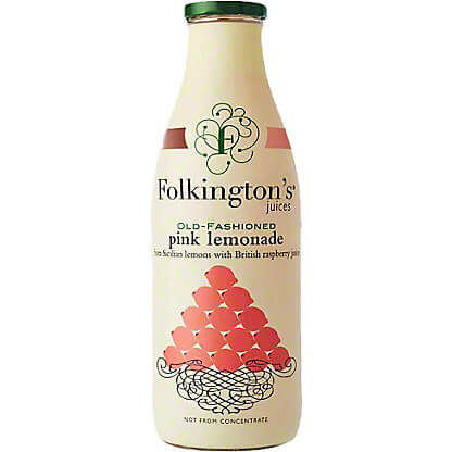 Folkingtons Pink Lemonade Glass Bottle Sicilian Lemons with Raspberry Juice (CASE OF 12 x 250ml)