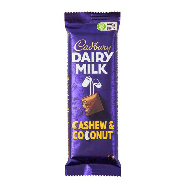 Cadbury Coconut And Cashew Chocolate Bar (CASE OF 24 x 80g)